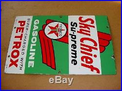 NEAR MINT 1963 Vintage TEXACO SKY CHIEF SUPREME Old Gas Pump Porcelain Sign | Texaco Gas Pump