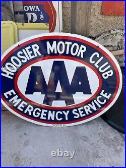 100% Original Large Aaa Houser 30 Porcelain Sign Double Sided Service Station
