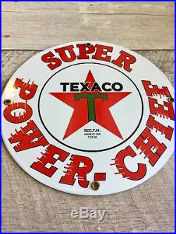 11.75 TEXACO POWER CHIEF PORCELAIN GAS PUMP PLATE LUBESTER SIGN. 2-17-31 Dated