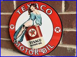 12in TEXACO Gasoline MOTOR OIL SIGN Gas Vintage Style Steel Sign Pump Plate