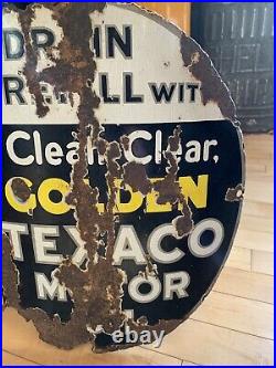 15 Texaco Golden Porcelain Pump Plate Sign Visible Gas Pump Rare Curved