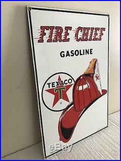 16 Texaco Fire Chief gas pump Porcelain Gasoline Advertising Sign Great Cond