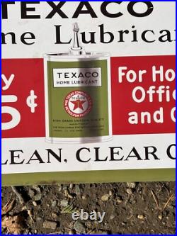 1930s Old TEXACO HOME LUBRICANT TOC Metal Auto Car Truck Gas Station Sign