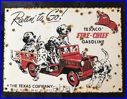 1931 Vintage Style Texaco Fire Chief 12 X8 Inch Rectangle Porcelain Pump Plate