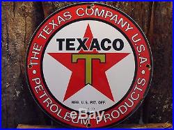 1933 Texaco Petroleum Products Gas & Oil porcelain gas pump lubester sign dated 1933 Texaco Petroleum Products Gas & Oil porcelain gas pump lubester sign dated
