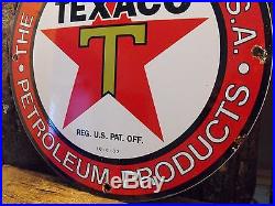 1933 Texaco Petroleum Products Gas & Oil porcelain gas pump lubester sign dated 1933 Texaco Petroleum Products Gas & Oil porcelain gas pump lubester sign dated