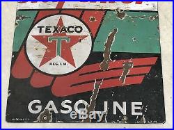 1933 Texaco Sky Chief Gasoline Porcelain Pump Plate Antique Gas Station Sign