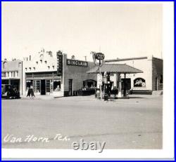 1934 Van Horn Texas TX Texaco Gas Station Pump Sinclair Cafe Cars RPPC