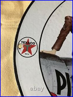 1934 Vintage Style Texaco Aviation Gas & Oil12 Inch Porcelain Pump Plate Sign