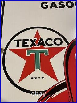 1940 TEXACO PORCELAIN GAS PUMP SIGN. Price Reduced