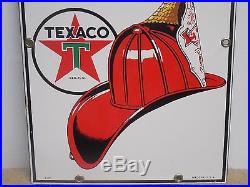 1940 Texaco Fire Chief Porcelain Gas Pump Adv. Sign RARE Small Size 12 x 8