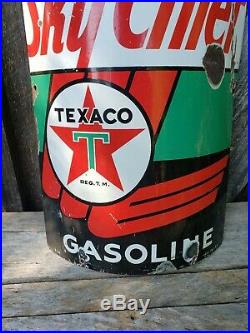 1940 Texaco Sky Chief gas pump Sign. 18inx12. Curved for Visible. Porcelain