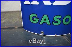 1940 USA INDIAN GASOLINE PORCELAIN CURVED OIL GAS PUMP ART SIGN texaco