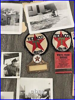 1940s TEXACO gas station Lot name badge patches LYLES SERVICE Walsenburg CO pump