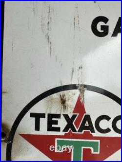 1941 porcelain fire chief texaco pump plate sign advertising original gas oil