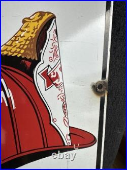 1941 porcelain fire chief texaco pump plate sign advertising original gas oil