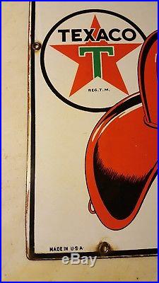 1946 Texaco Fire-Chief Gasoline Porcelain Sign Gas Pump Advertising