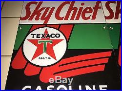 1947 & 1953 VinTage TEXACO SKY CHIEF Gas Pump Plates Station PORCELAIN Sign Oil