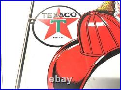 1947 Original Texaco Fire Chief Gasoline Gas Pump Plate Porcelain Sign USA