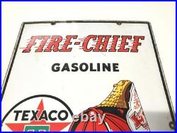 1947 Original Texaco Fire Chief Gasoline Gas Pump Plate Porcelain Sign USA