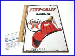 1947 Original Texaco Fire Chief Gasoline Gas Pump Plate Porcelain Sign USA
