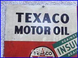 1947 TEXACO INSULATED GAS PUMP SIGN MOTOR OIL SIGN 2 Sided Advertising Oil