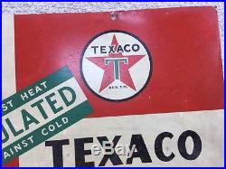 1947 TEXACO INSULATED GAS PUMP SIGN MOTOR OIL SIGN 2 Sided Advertising Oil