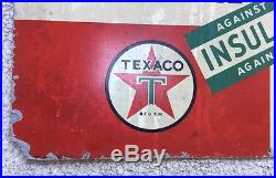 1947 TEXACO INSULATED GAS PUMP SIGN MOTOR OIL SIGN 2 Sided Advertising Oil