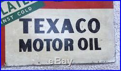 1947 TEXACO INSULATED GAS PUMP SIGN MOTOR OIL SIGN 2 Sided Advertising Oil