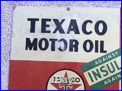 1947 TEXACO INSULATED GAS PUMP SIGN MOTOR OIL SIGN 2 Sided Advertising Oil