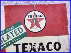 1947 TEXACO INSULATED GAS PUMP SIGN MOTOR OIL SIGN 2 Sided Advertising Oil