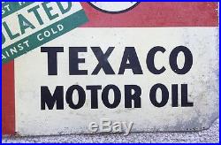 1947 TEXACO INSULATED GAS PUMP SIGN MOTOR OIL SIGN 2 Sided Advertising Oil