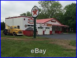 1947 Texaco Banjo Sign and Pole For Gas pump collector Service Station Man Cave