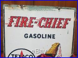 1947 Texaco Fire Cheif Gas Pump Plate Sign. 18inx12in. Porcelain