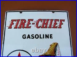 1949 Texaco Fire Chief Gasoline Nice Orig Porcelain Gas Pump Advertising Sign