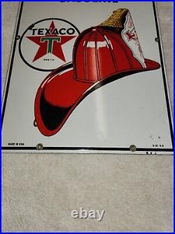 1949 Vintage TEXACO Fire Chief Gasoline Porcelain Gas Pump Plate Sign original