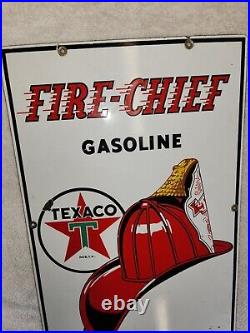 1949 Vintage TEXACO Fire Chief Gasoline Porcelain Gas Pump Plate Sign original