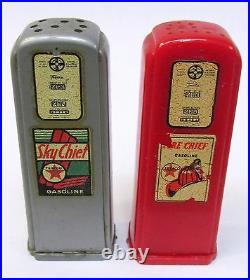 1950's TEXACO withdecals on BOTH sides matched GAS PUMP salt & pepper shakers set
