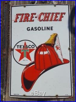 1951 Porcelain Texaco Fire Chief Gas Pump Plate Sign Station