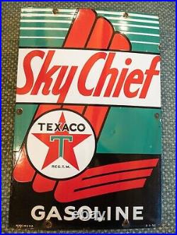 1952 Texaco Sky Chief Porcelain Metal Gas Pump Plate