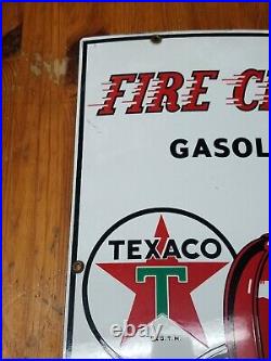 1953 Texaco Fire Chief Gasoline Porcelain Pump Metal Sign Vintage 18x12