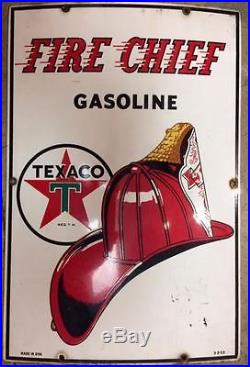 1953 Texaco Fire Chief gas pump sign / original porcelain