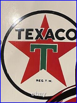 1955 Vintage TEXACO Fire Chief Gasoline Porcelain Gas Pump Plate Sign Gas & Oil