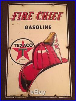 1956 Texaco Fire Chief Gasoline Porcelain Gas Pump Sign