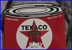 1956 Texaco Motor Oil Gasoline Porcelain Gas Pump Sign 11 X 8 Heavy Sign