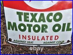 1956 Texaco Motor Oil Gasoline Porcelain Gas Pump Sign 11 X 8 Heavy Sign