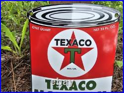 1956 Texaco Motor Oil Gasoline Porcelain Gas Pump Sign 11 X 8 Heavy Sign