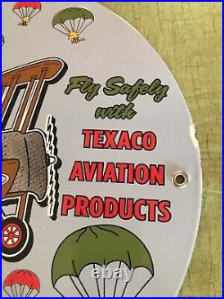 1956 Vintage Style Texaco Aviation Gas & Oil12 Inch Porcelain Pump Plate Sign