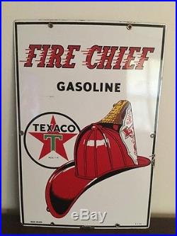 1957 Vintage Texaco Fire Chief Porcelain Gas Pump Sign
