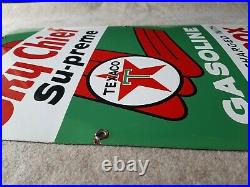 1959 Porcelain Gas Pump Plate Sign SKY CHIEF TEXACO Supreme Gasoline Petrox